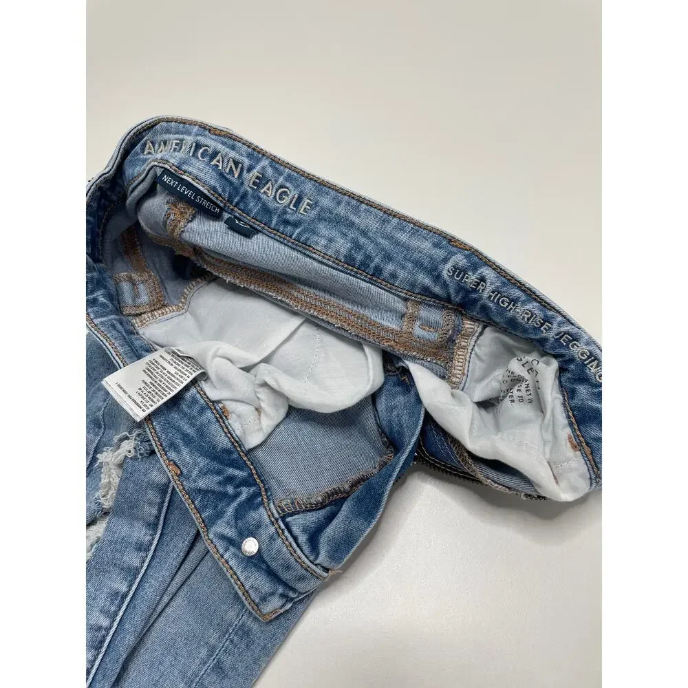 American Eagle Next Level Stretch Distressed Super‎ High Rise Jegging 2 Short